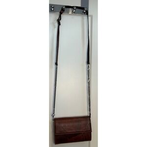 Leaf Leather Crossbody Bag Brown Natural Leaf Pattern Vegan Wallet Clutch Purse